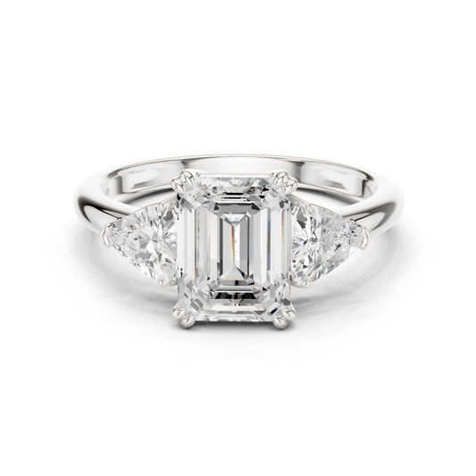 Emerald Lab Grown Diamond Three-Stone Engagement Ring