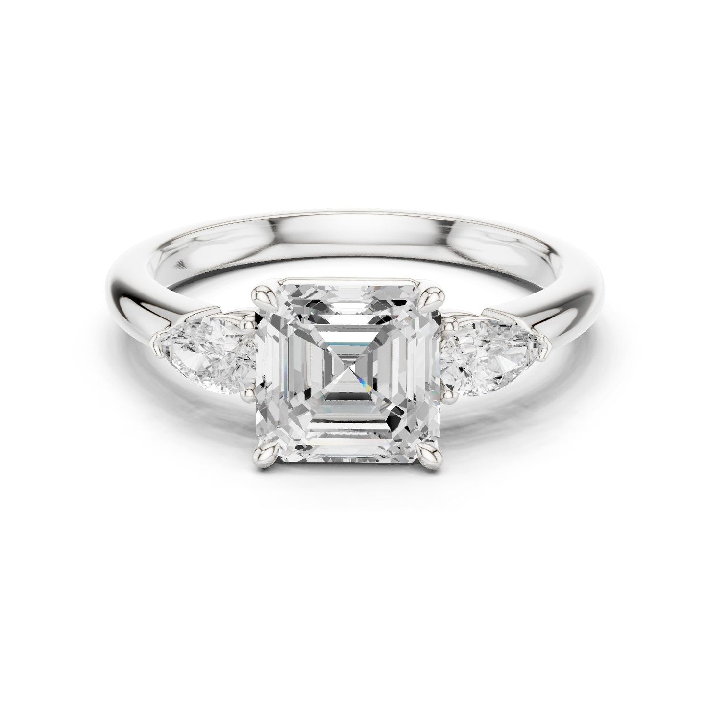 Emerald Lab Grown Diamond Three-Stone Engagement Ring