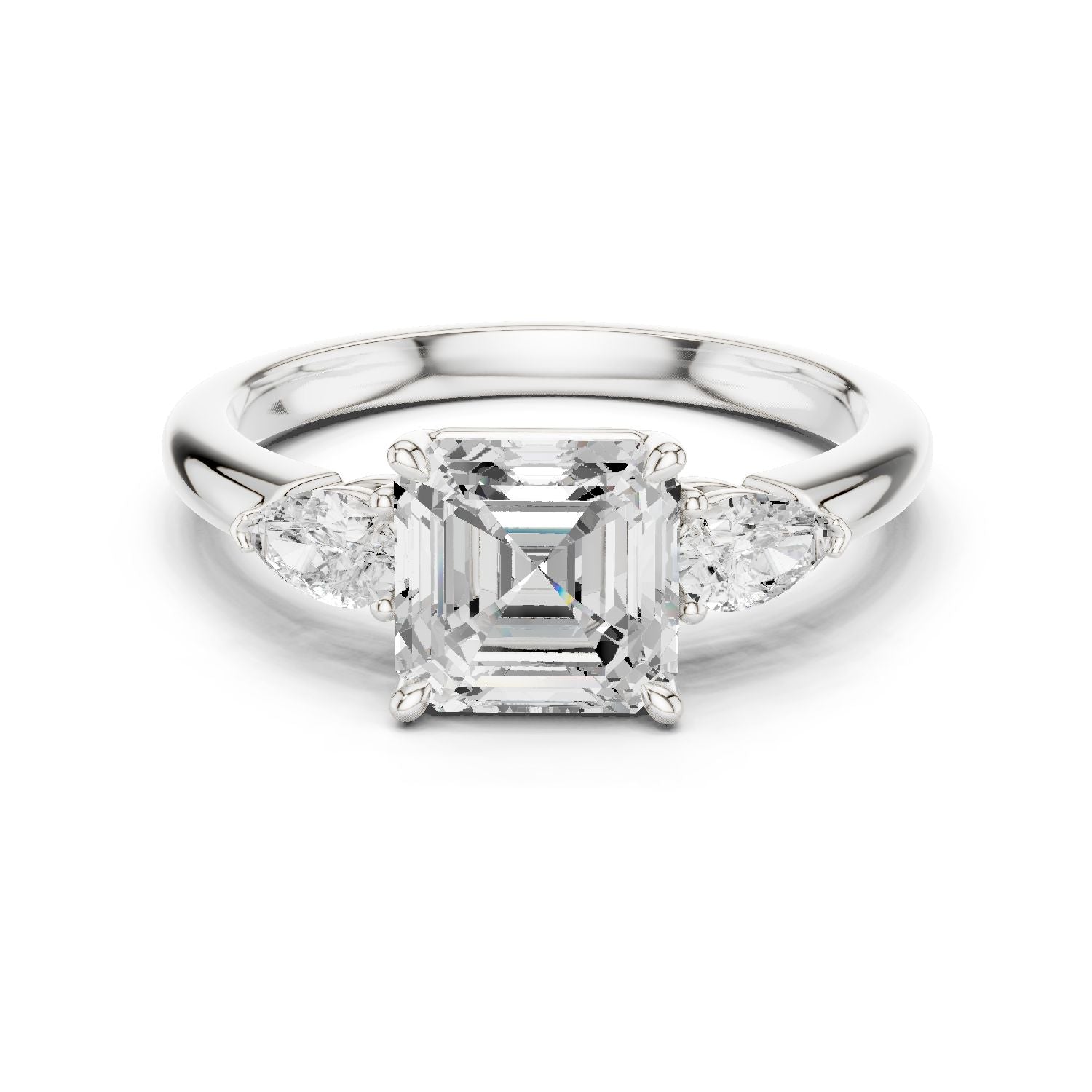 Emerald Lab Grown Diamond Three-Stone Engagement Ring
