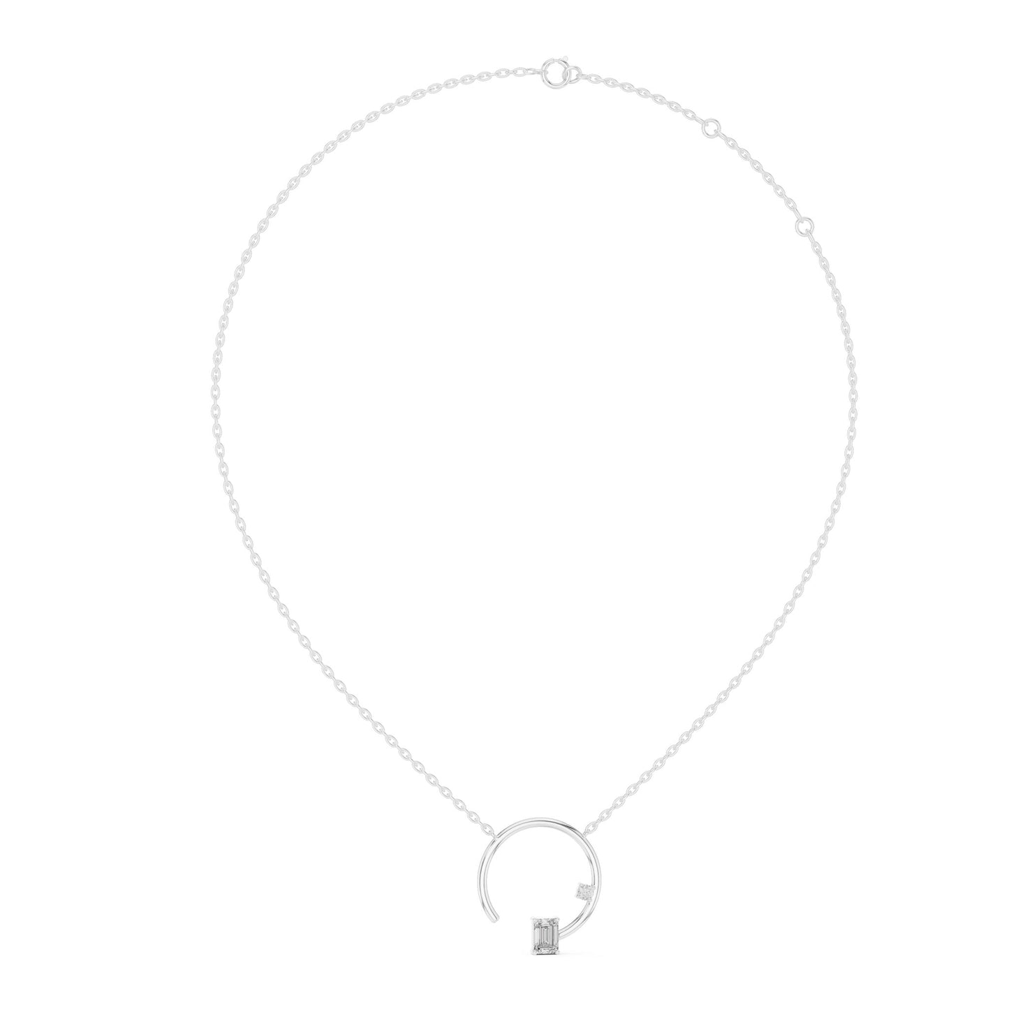 Emerald Lab Grown Diamond Three-Stone Pendant