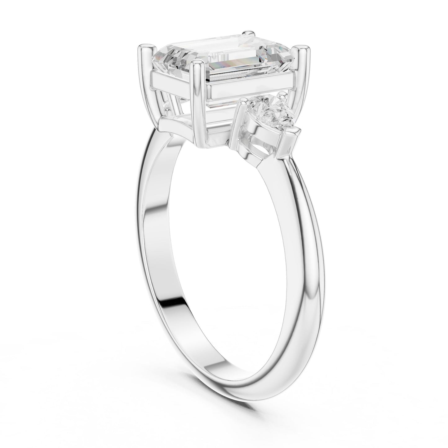Emerald Lab Grown Diamond Three-Stone Engagement Ring