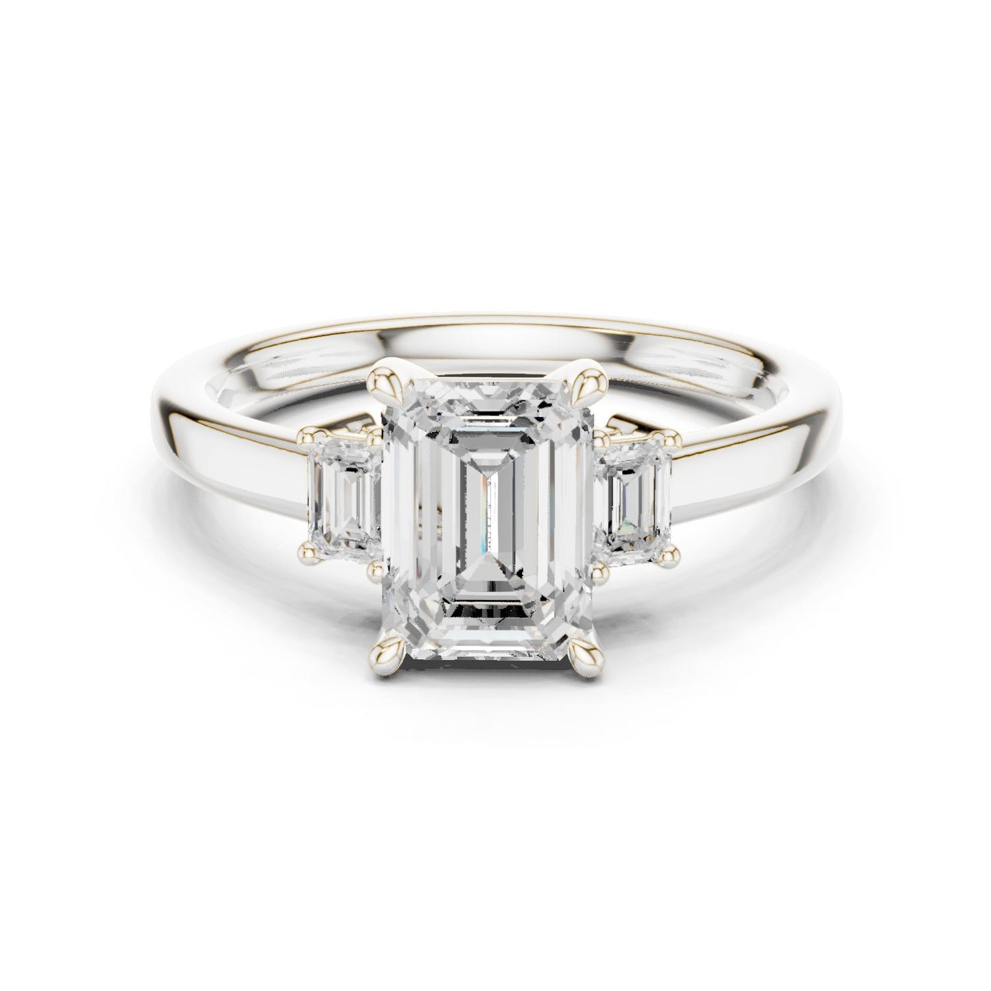 Emerald Lab Grown Diamond Three-Stone Engagement Ring