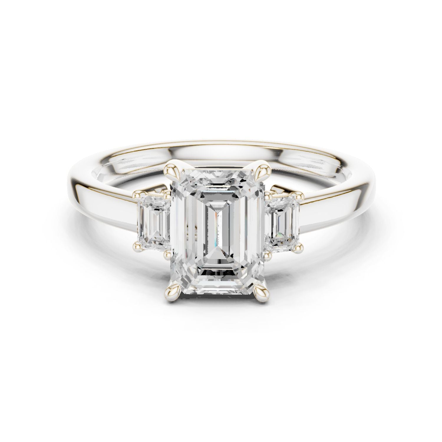 Emerald Lab Grown Diamond Three-Stone Engagement Ring