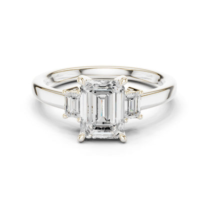 Emerald Lab Grown Diamond Three-Stone Engagement Ring
