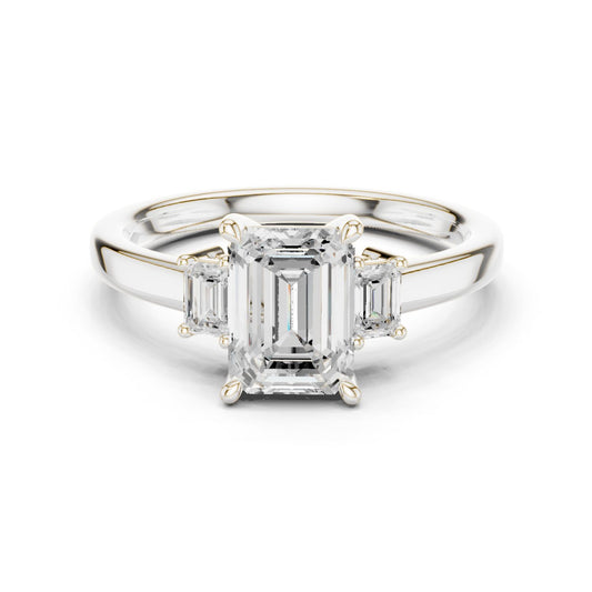 Emerald Lab Grown Diamond Three-Stone Engagement Ring