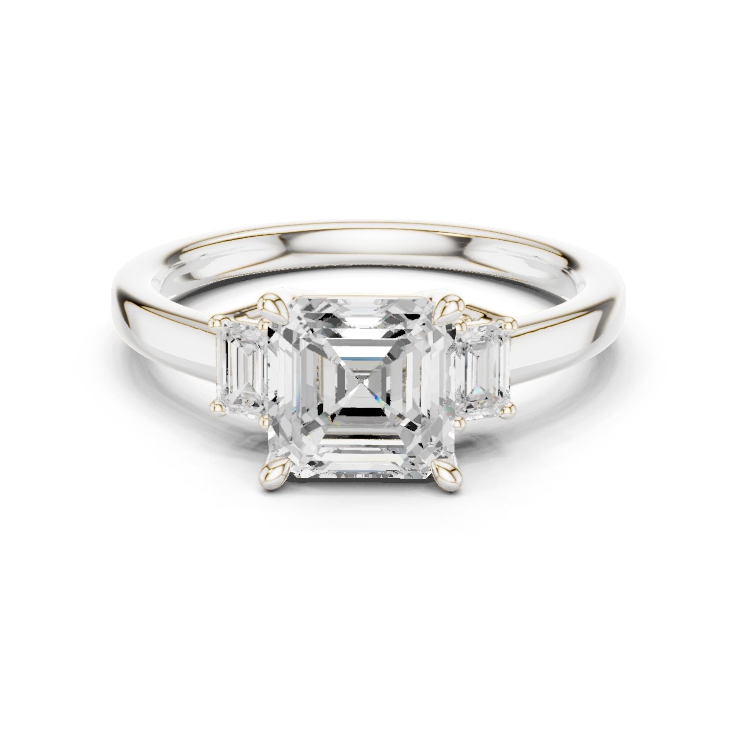 Emerald Lab Grown Diamond Three-Stone Engagement Ring