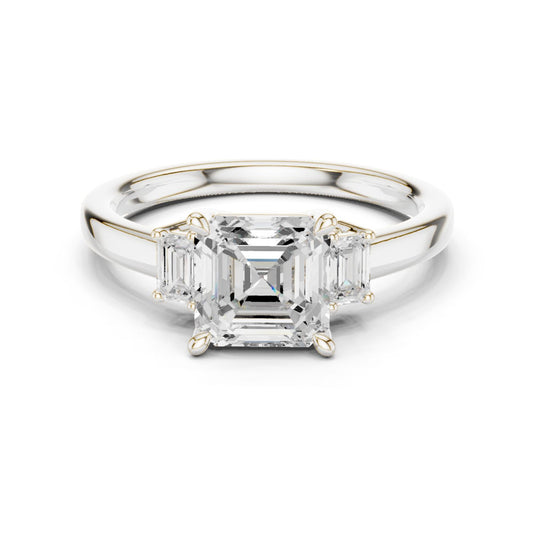 Emerald Lab Grown Diamond Three-Stone Engagement Ring