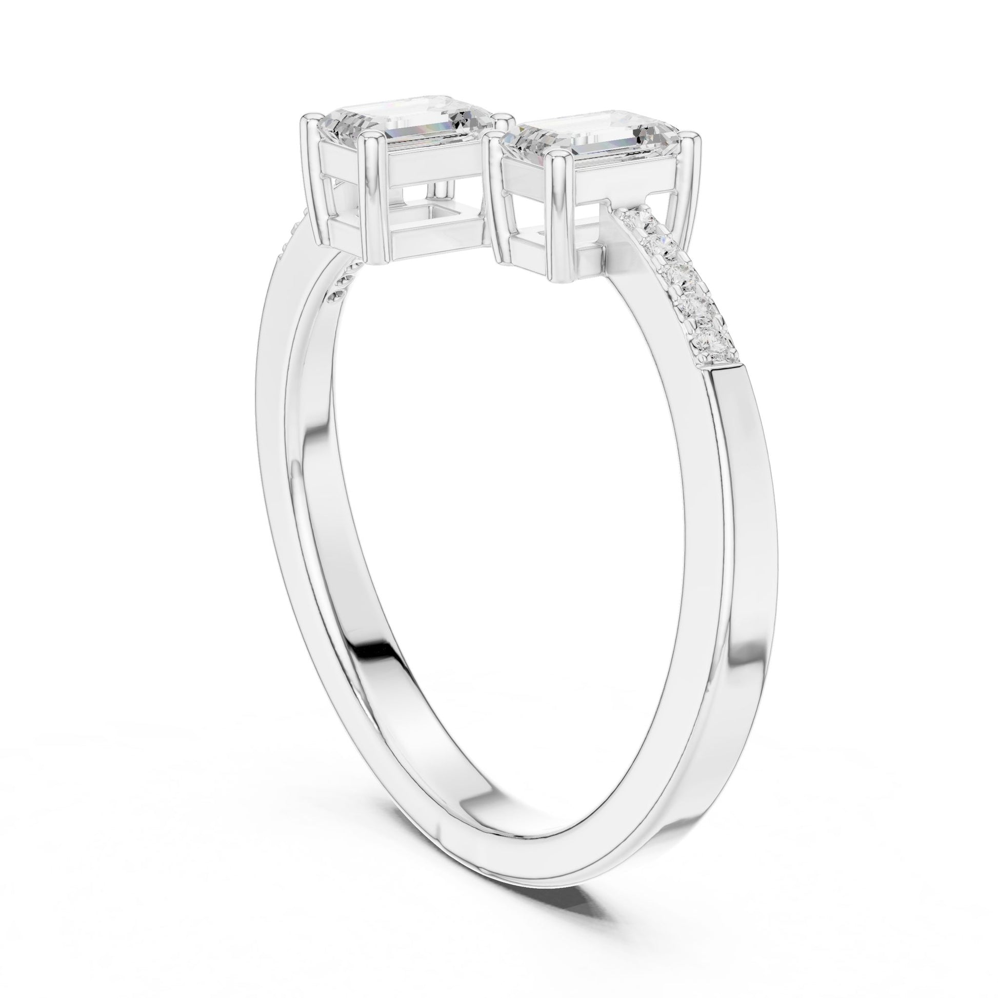 Emerald Lab Grown Diamond Three-Stone Engagement Ring