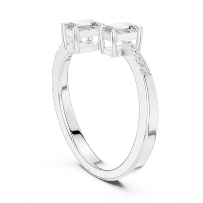 Emerald Lab Grown Diamond Three-Stone Engagement Ring