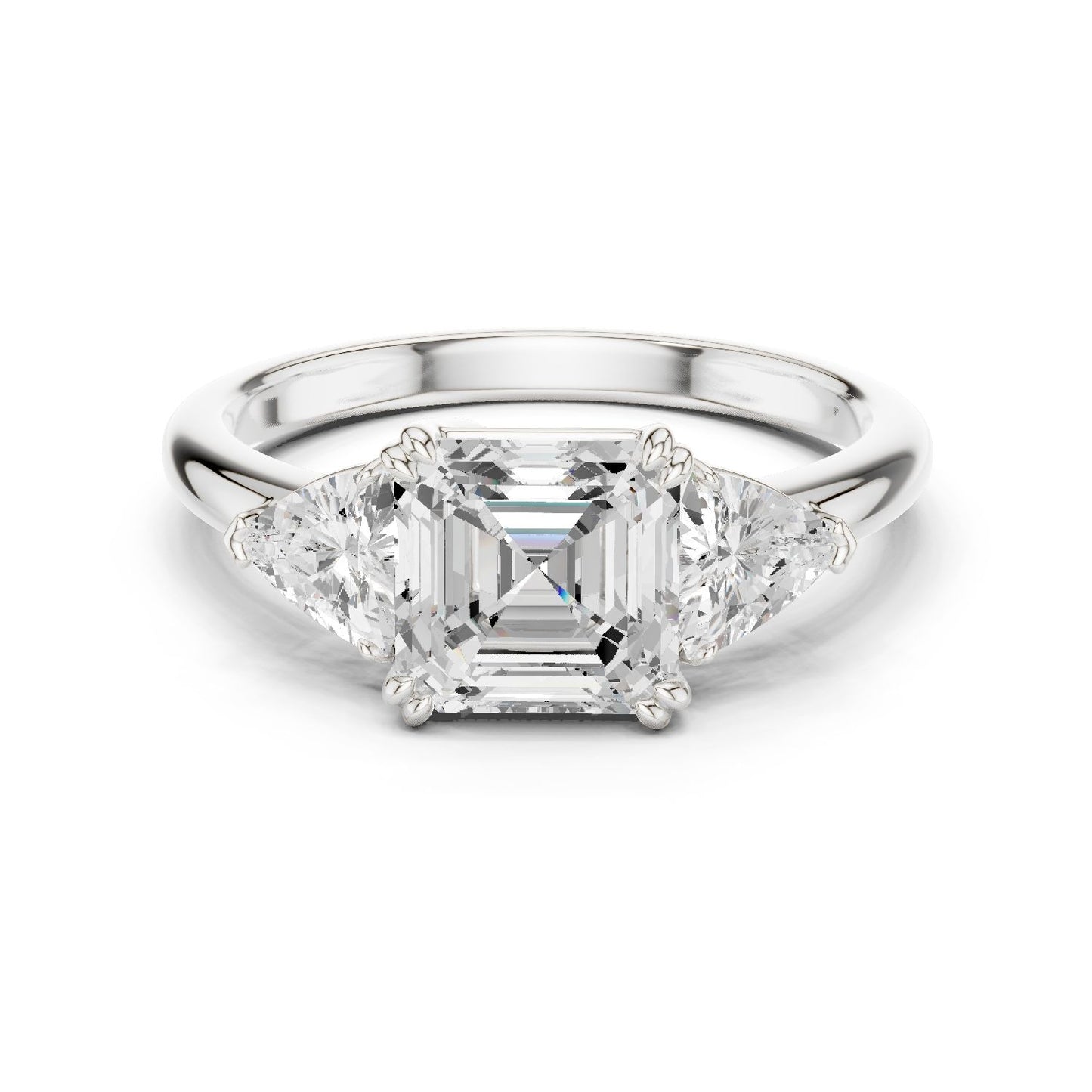 Emerald Lab Grown Diamond Three-Stone Engagement Ring