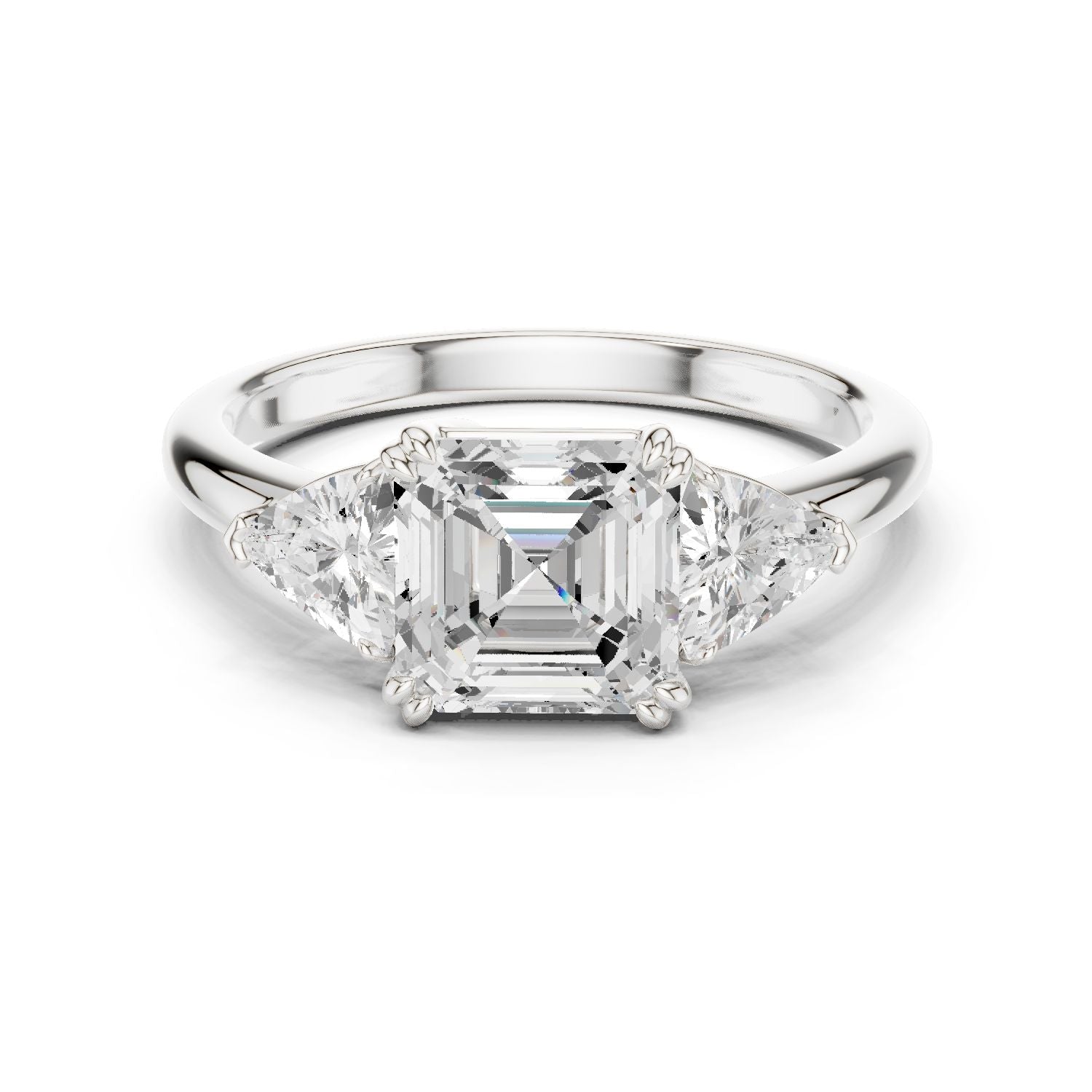 Emerald Lab Grown Diamond Three-Stone Engagement Ring
