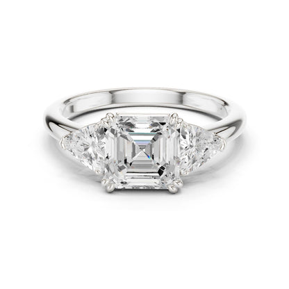 Emerald Lab Grown Diamond Three-Stone Engagement Ring