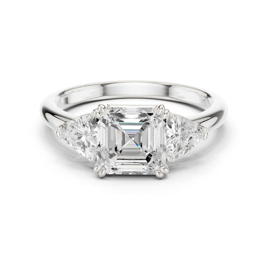 Emerald Lab Grown Diamond Three-Stone Engagement Ring