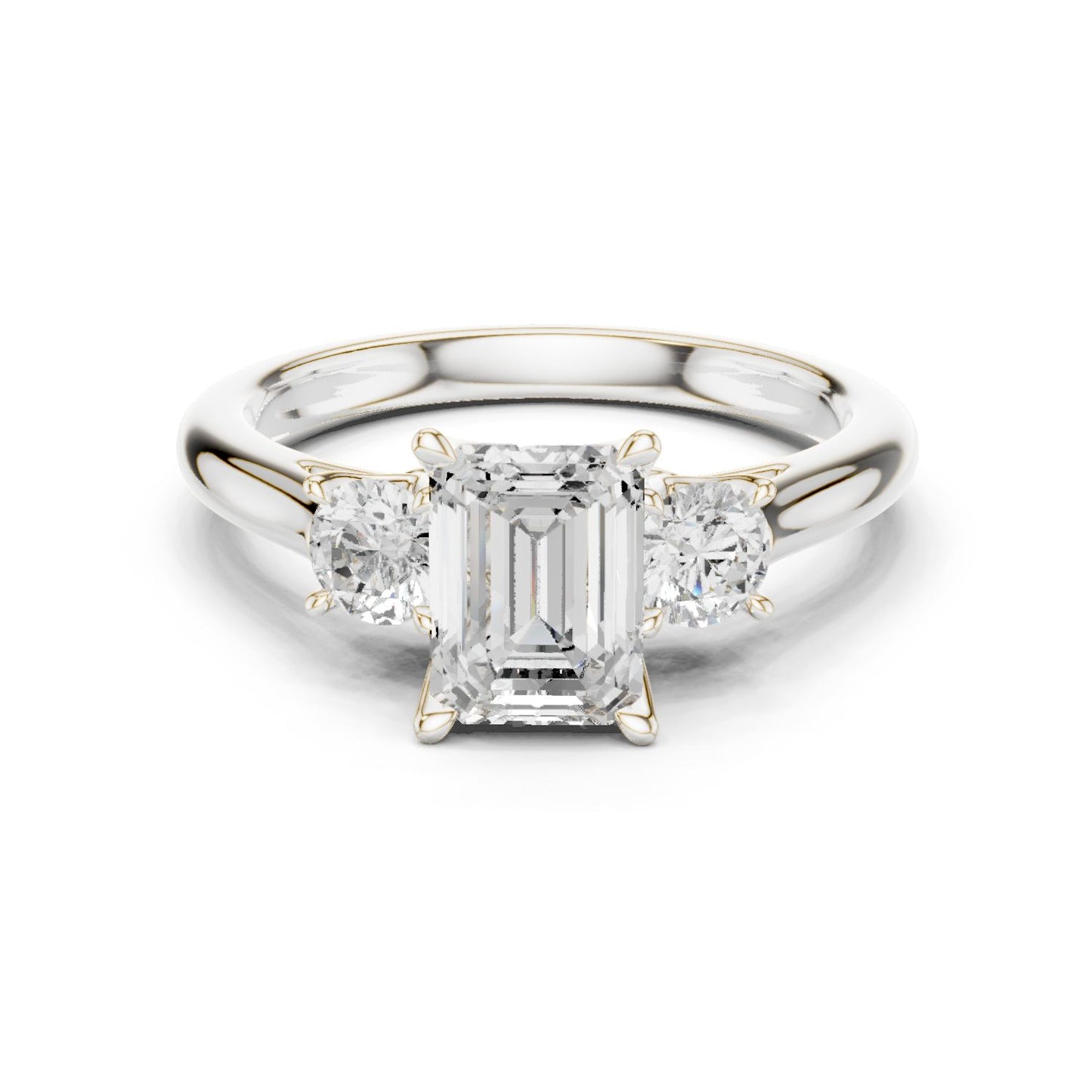 Emerald Lab Grown Diamond Three-Stone Engagement Ring