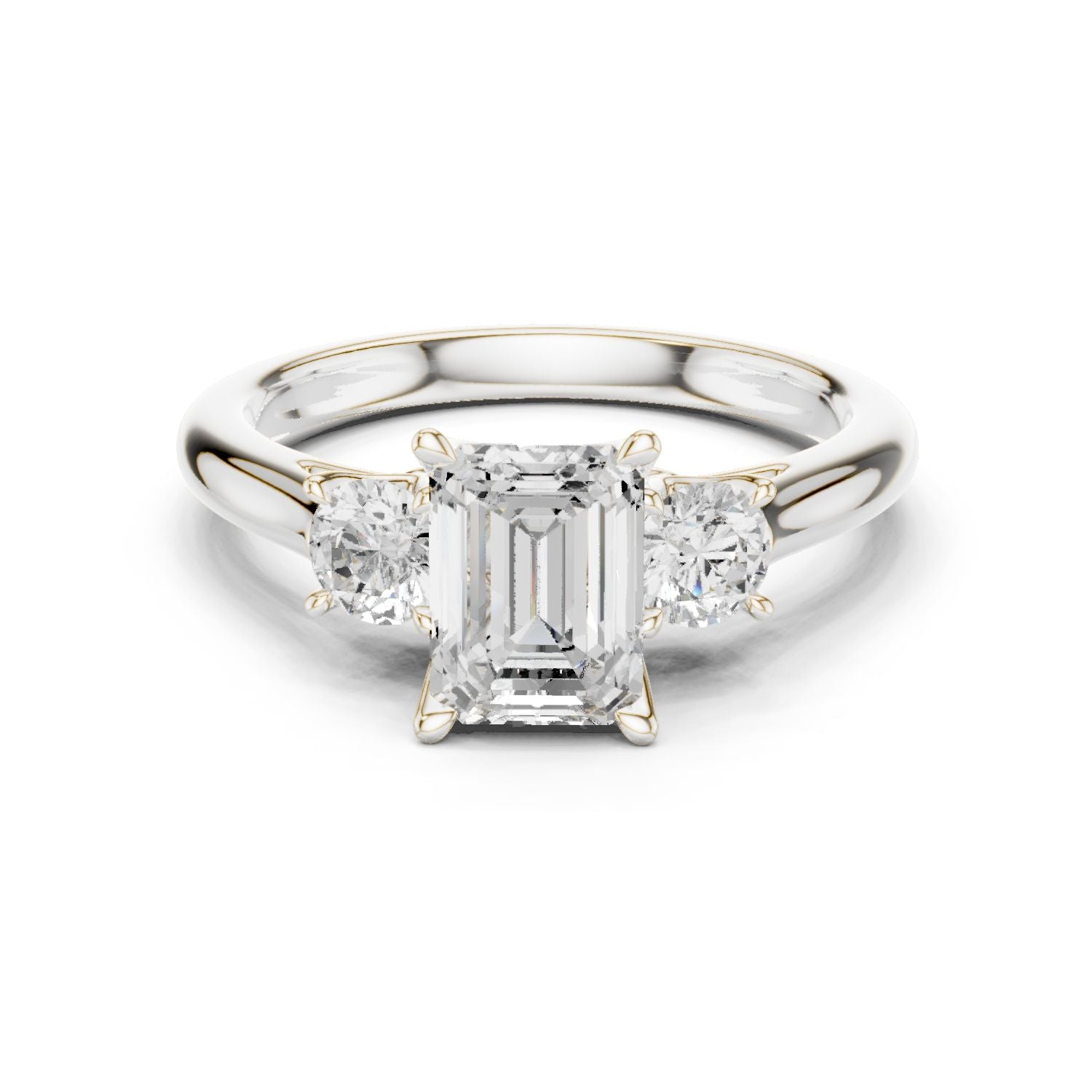 Emerald Lab Grown Diamond Three-Stone Engagement Ring
