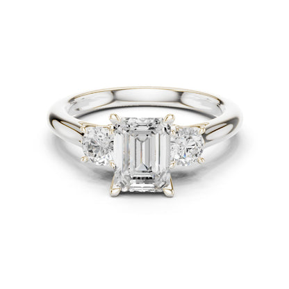 Emerald Lab Grown Diamond Three-Stone Engagement Ring