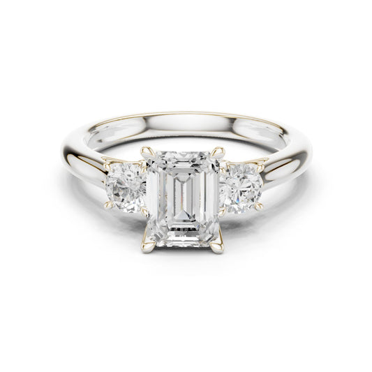 Emerald Lab Grown Diamond Three-Stone Engagement Ring