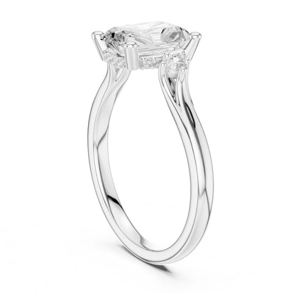 Emerald Lab Grown Diamond Three-Stone Engagement Ring