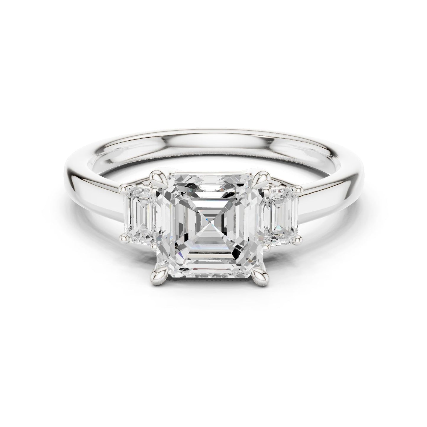 Emerald Lab Grown Diamond Three-Stone Engagement Ring