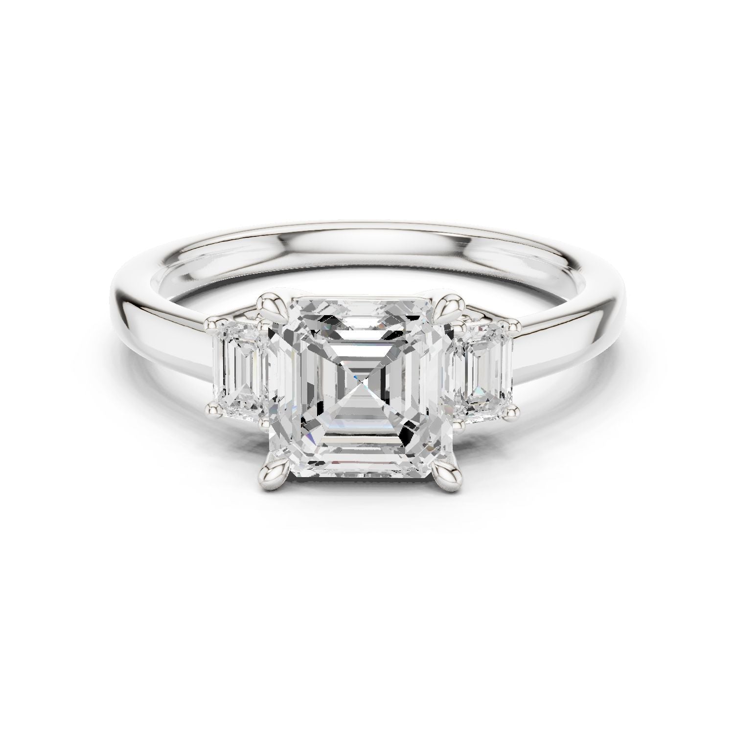 Emerald Lab Grown Diamond Three-Stone Engagement Ring
