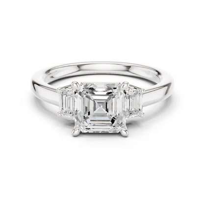 Emerald Lab Grown Diamond Three-Stone Engagement Ring