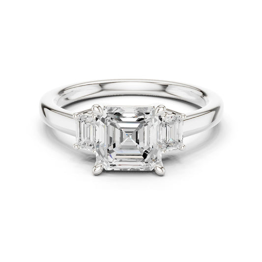 Emerald Lab Grown Diamond Three-Stone Engagement Ring