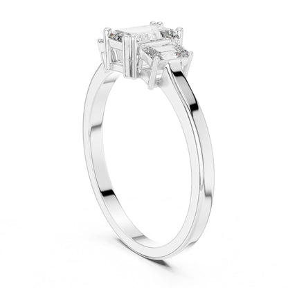 Emerald Lab Grown Diamond Three-Stone Engagement Ring