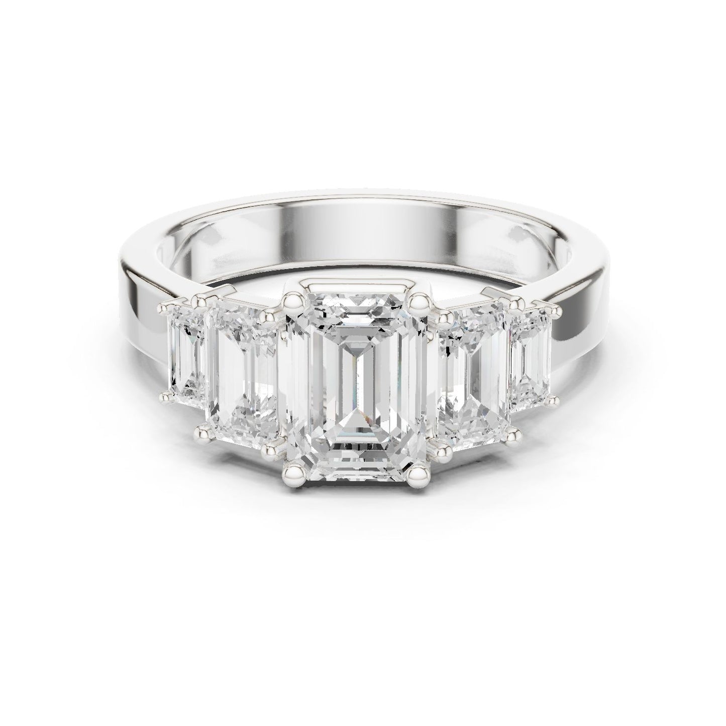 Emerald Lab Grown Diamond Three-Stone Engagement Ring