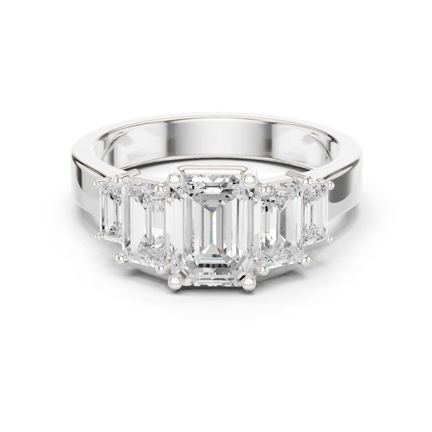 Emerald Lab Grown Diamond Three-Stone Engagement Ring