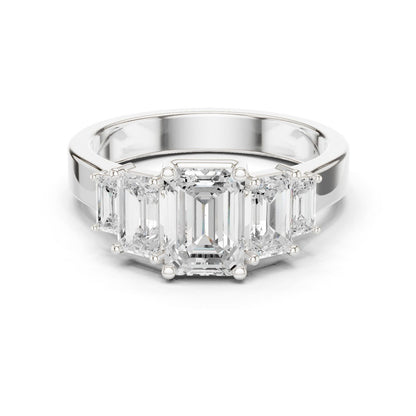 Emerald Lab Grown Diamond Three-Stone Engagement Ring
