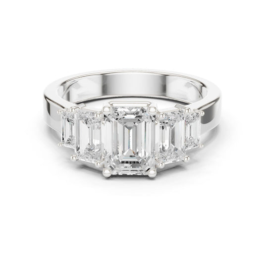 Emerald Lab Grown Diamond Three-Stone Engagement Ring
