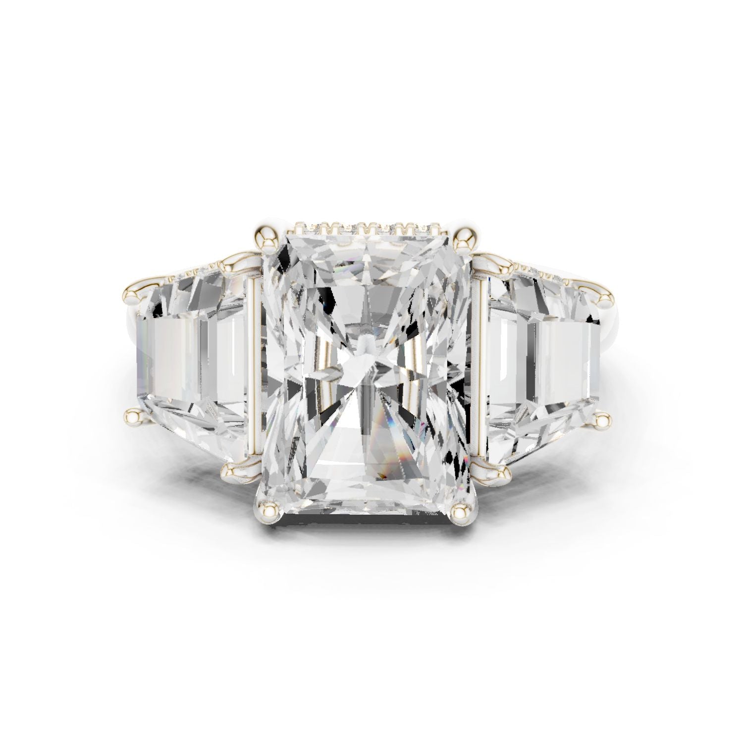 Emerald Lab Grown Diamond Three-Stone Engagement Ring