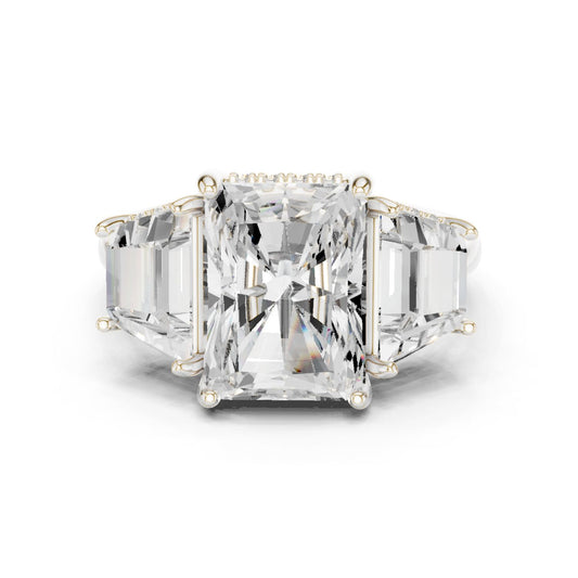 Emerald Lab Grown Diamond Three-Stone Engagement Ring