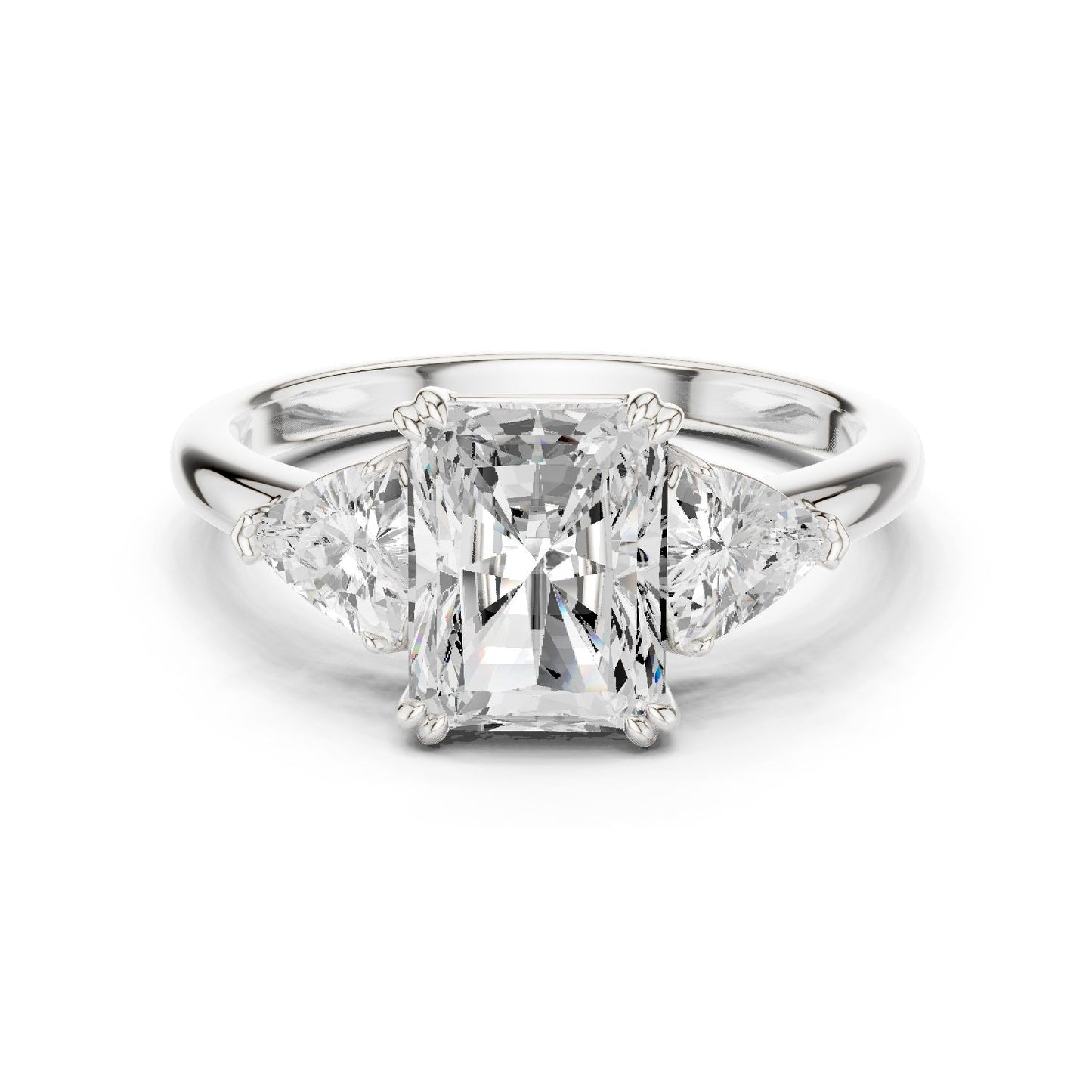 Emerald Lab Grown Diamond Three-Stone Engagement Ring