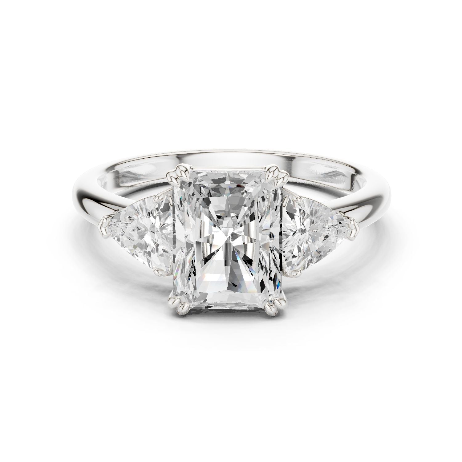 Emerald Lab Grown Diamond Three-Stone Engagement Ring