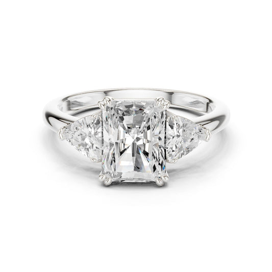 Emerald Lab Grown Diamond Three-Stone Engagement Ring
