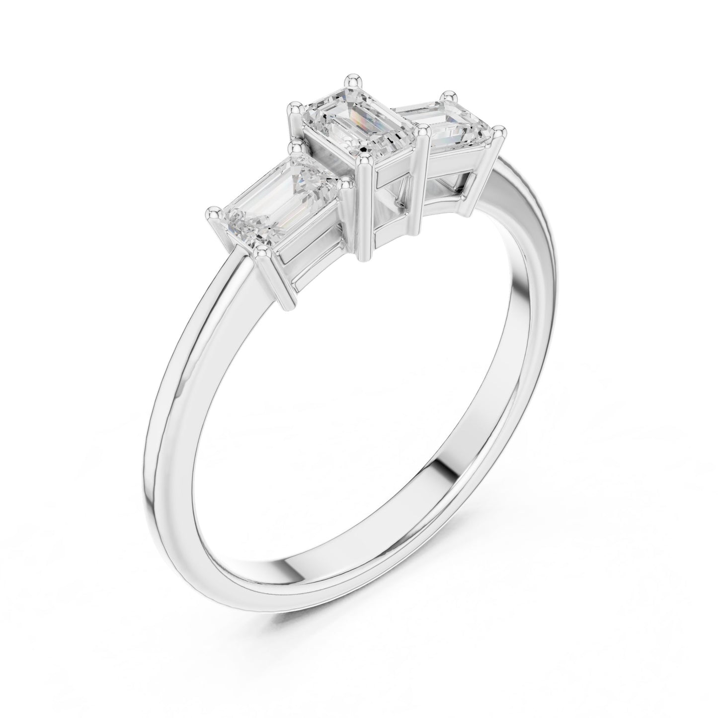 Emerald Lab Grown Diamond Three-Stone Engagement Ring