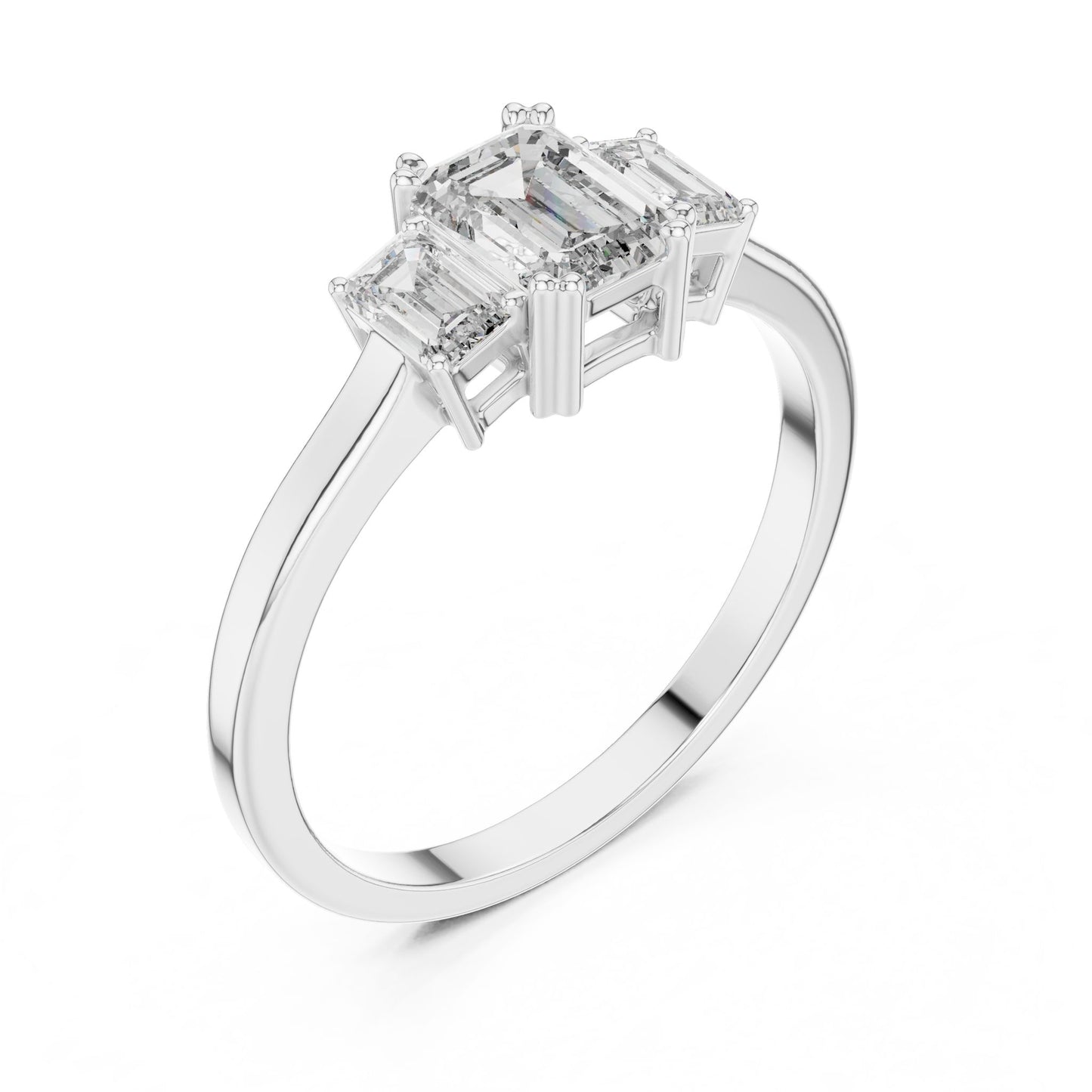 Emerald Lab Grown Diamond Three-Stone Engagement Ring