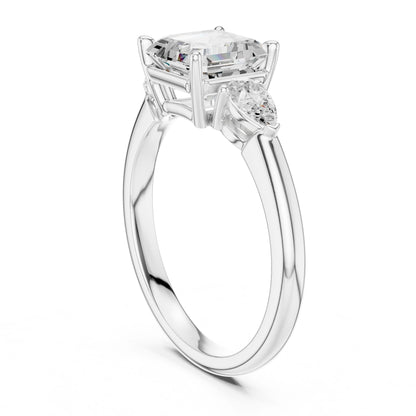 Emerald Lab Grown Diamond Three-Stone Engagement Ring