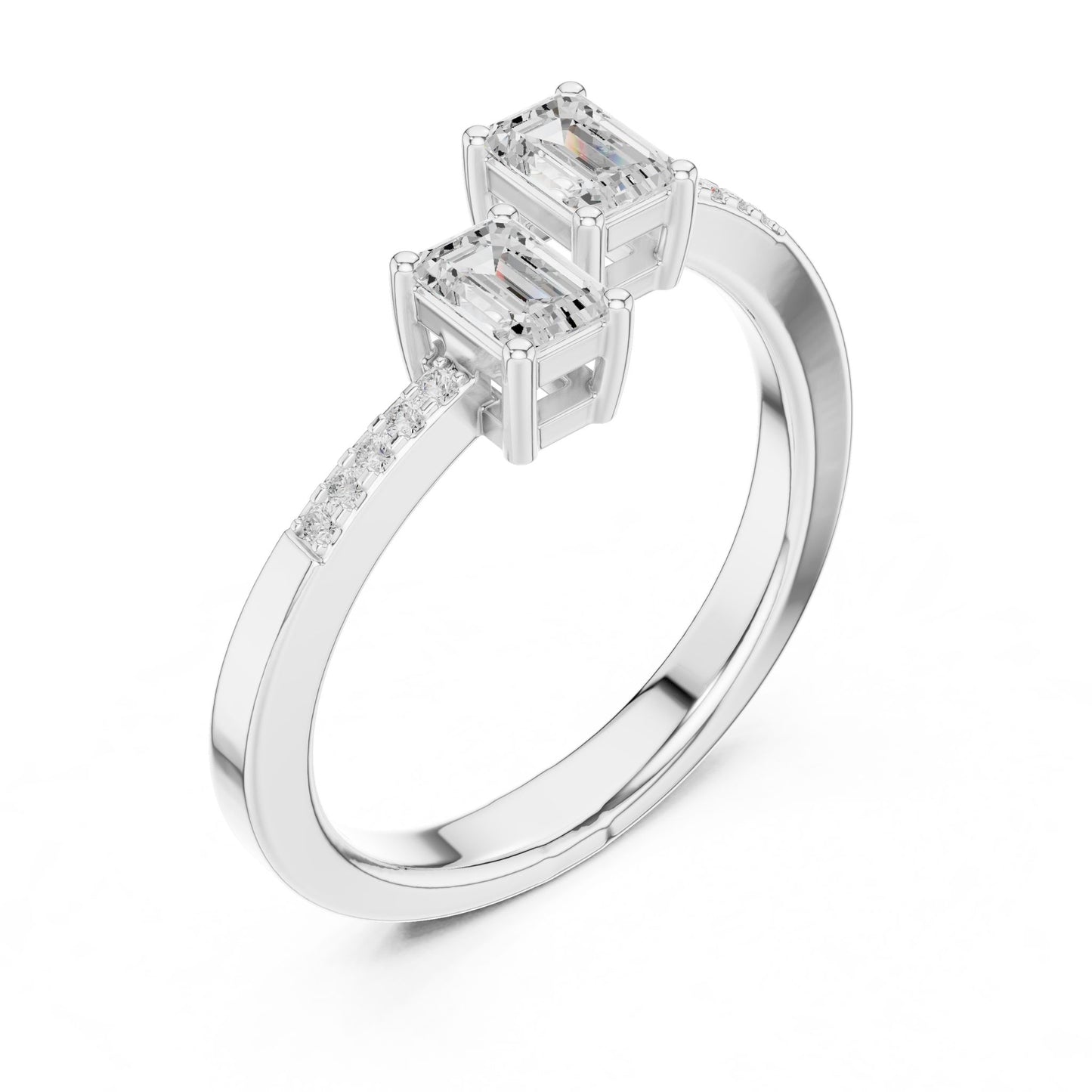 Emerald Lab Grown Diamond Three-Stone Engagement Ring