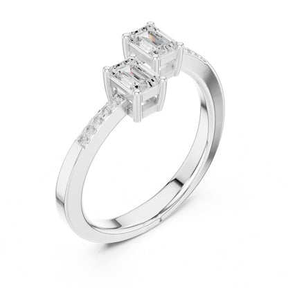 Emerald Lab Grown Diamond Three-Stone Engagement Ring