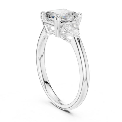 Emerald Lab Grown Diamond Three-Stone Engagement Ring