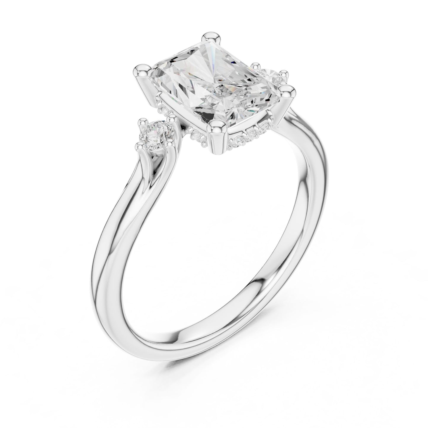 Emerald Lab Grown Diamond Three-Stone Engagement Ring