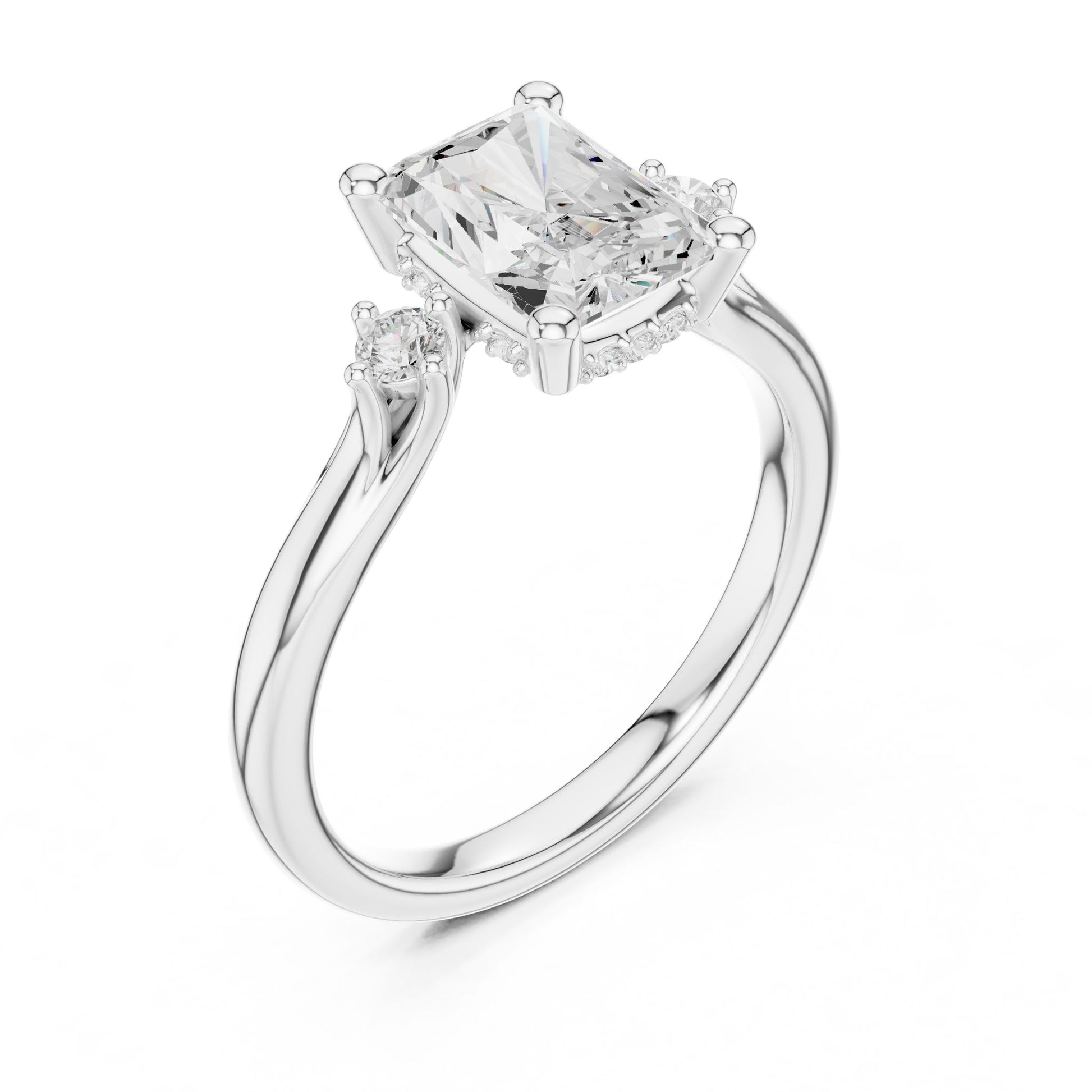 Emerald Lab Grown Diamond Three-Stone Engagement Ring