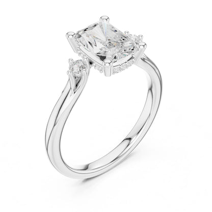 Emerald Lab Grown Diamond Three-Stone Engagement Ring