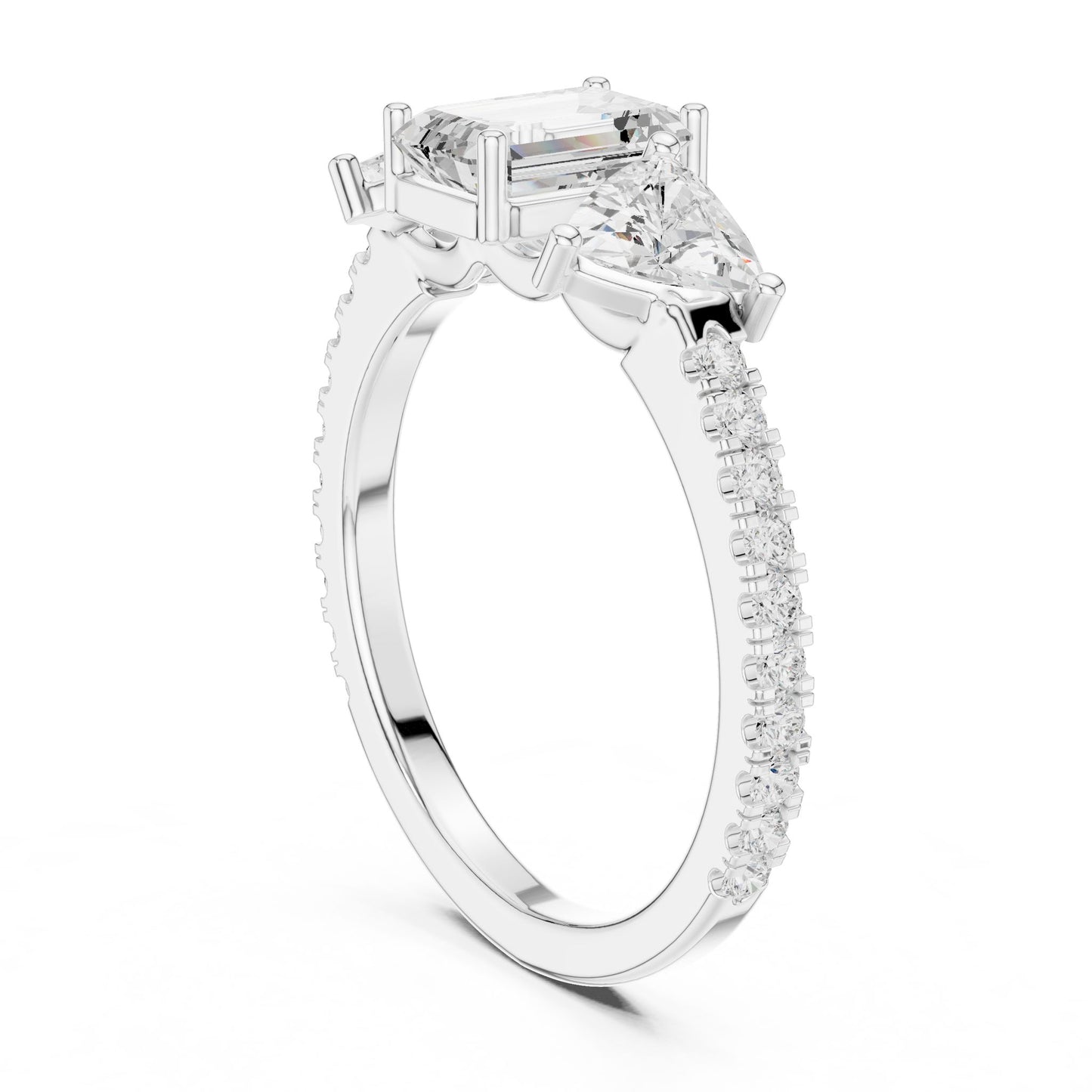 Emerald Lab Grown Diamond Three-Stone Engagement Ring