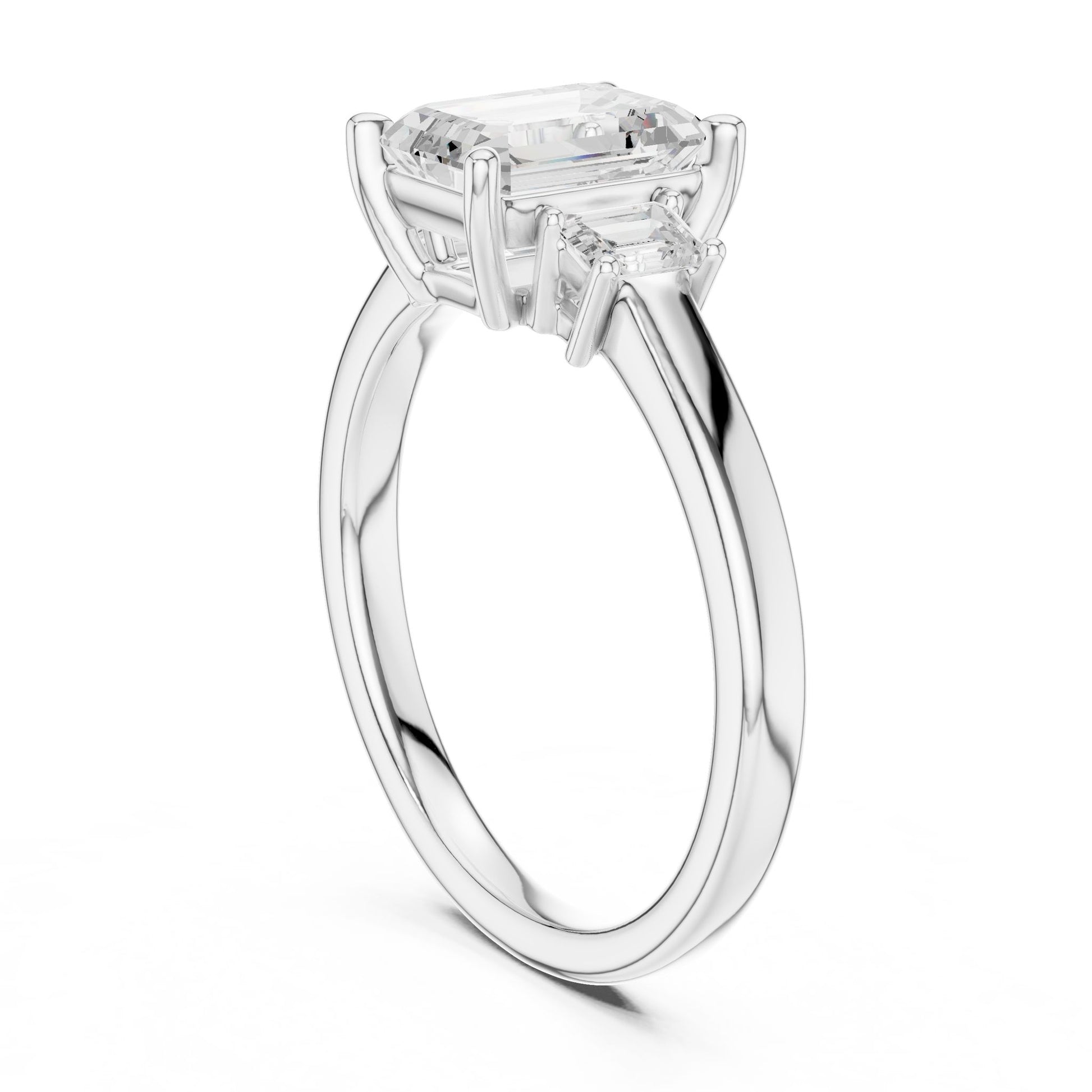 Emerald Lab Grown Diamond Three-Stone Engagement Ring