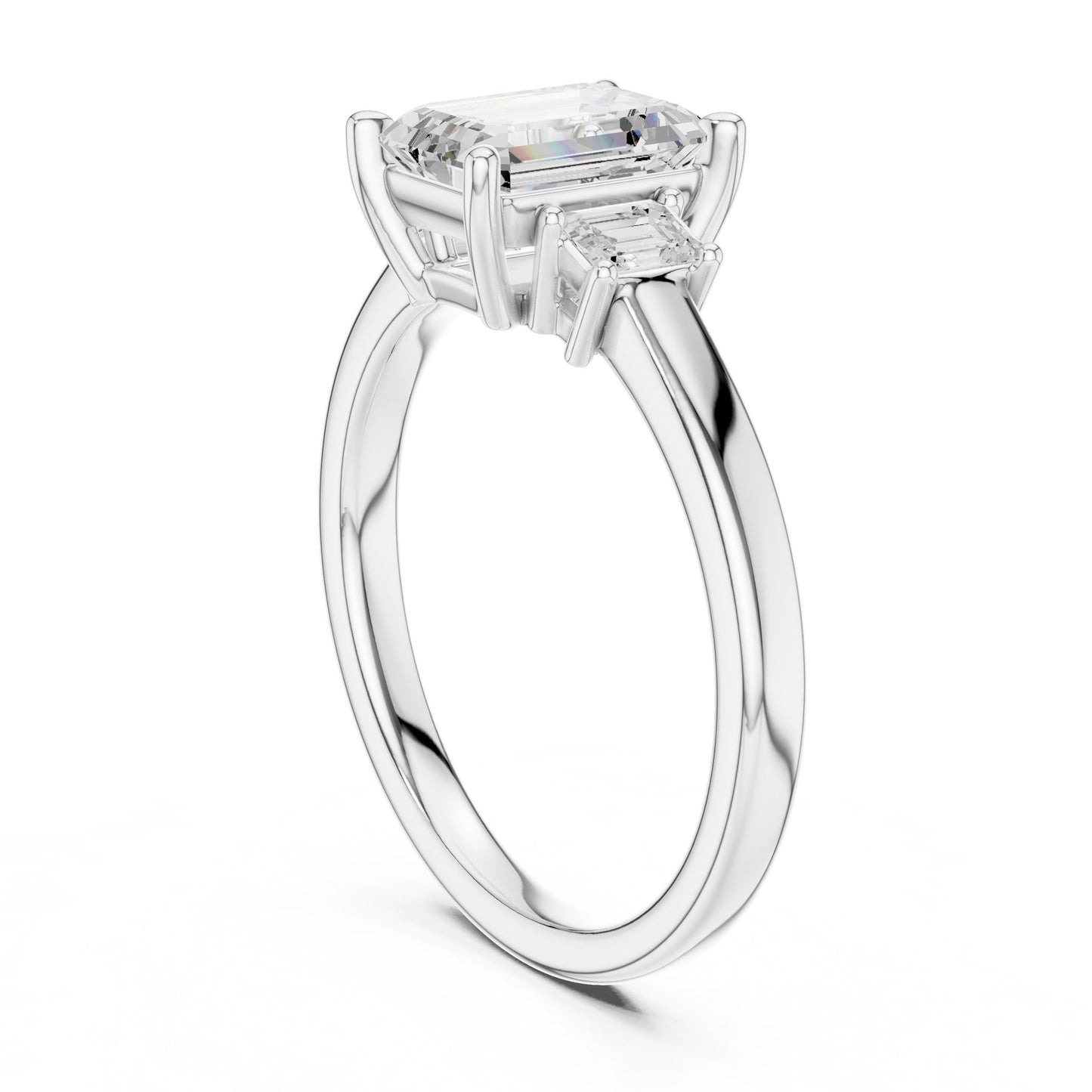 Emerald Lab Grown Diamond Three-Stone Engagement Ring
