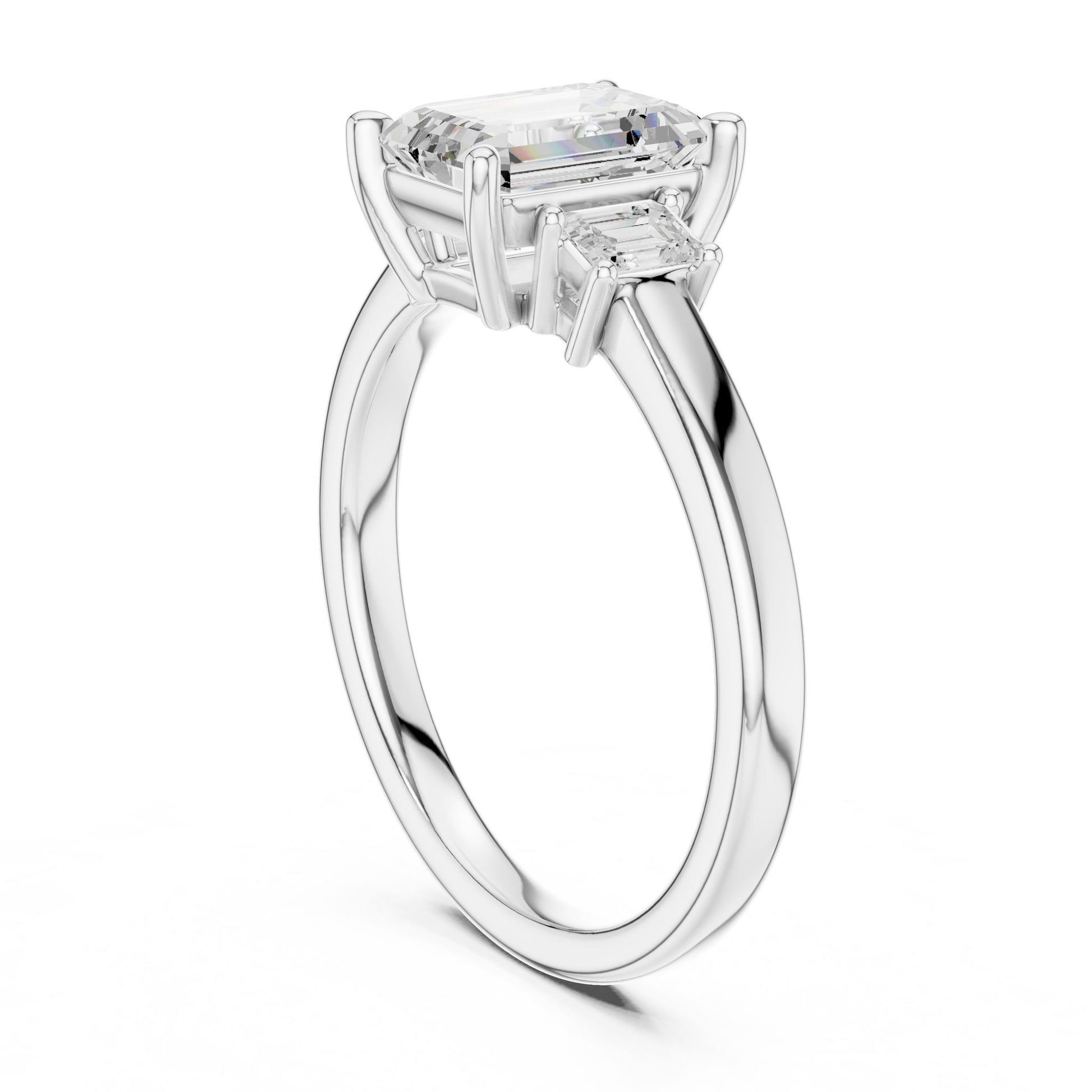 Emerald Lab Grown Diamond Three-Stone Engagement Ring