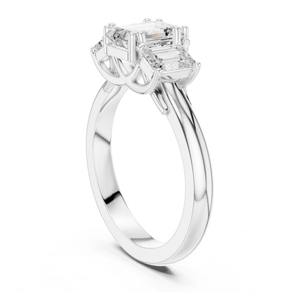 Emerald Lab Grown Diamond Three-Stone Engagement Ring